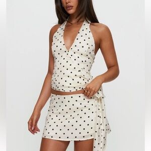 Princess Polly Beffanie Polka Dot Cream Mini Skort Set